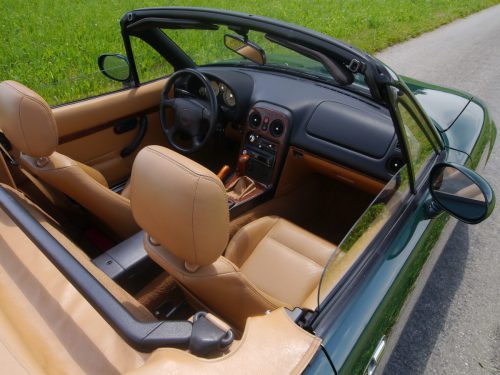 mazda mx-5 1-8i racing green beige leder 1995 0013 14